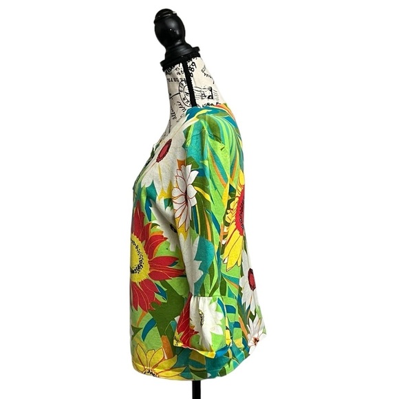 Designers Originals Womens Petite Floral Casual Mature Preppy Cardigan PM 70s - Picture 3 of 8